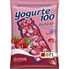 Bala Yogurte100 Morango Recheada 600g