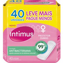 Protetor Diário Intimus Anti Bacteriano Sem Abas Sem Perfume com 40 und