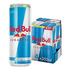 Energético Red Bull Sugar Free Pack com 4 Latas de 355ml