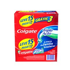 Creme Dental Colgate Tripla Ação 180g leve 15 grátis 3 unidades