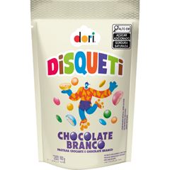 Disqueti Chocolate Branco Confeitado Branco Pouch 100GR