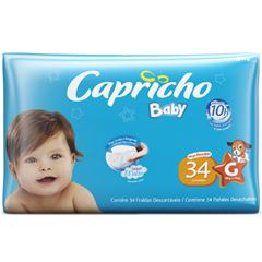 Fralda Capricho Baby mega Pacotão G com 34 unidades
