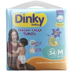 Fralda Dinky Baby Calça mega M com 34 unidades