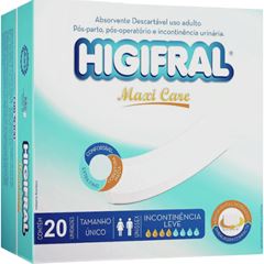 Absorvente Higifral Maxi Care Tamanho Único com 20 Unidades