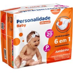Fralda descartável infantil  Personalidade Baby Ultra Sec Jumbinho P com 20 unidades
