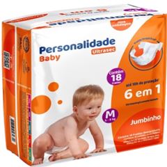Fralda descartável infantil  Personalidade Baby Ultra Sec Jumbinho M com 18 unidades