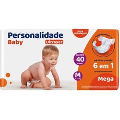 Fralda descartável infantil  Personalidade Baby Ultra Sec Mega M com 38 unidades