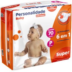 Fralda descartável infantil  Personalidade Baby Ultra Sec Super P com 70 unidades