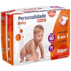 Fralda descartável infantil  Personalidade Baby Ultra Sec Super M com 60 unidades