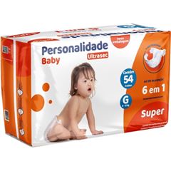 Fralda descartável infantil  Personalidade Baby Ultra Sec Super G com 54 unidades