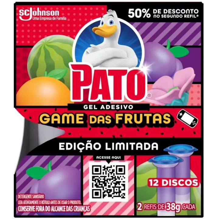 Pato Gel Adesivo Game das Frutas 38g Gt 50% 2ºUnidade