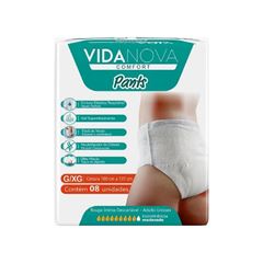 Roupa Intima Descartável Vida Nova Comfort Pants G/XG com 8 unidades