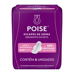 Absorvente Poise Escapes de Urina Discreto com Abas com 8 unidades