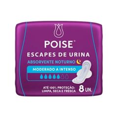 Absorvente Poise Escapes de Urina Noturmo com Abas com 8 unidades