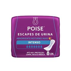 Absorvente Poise Escapes de Urina Noturno Intenso com Abas com 8 unidades