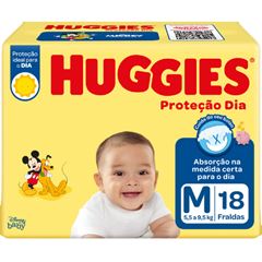 Fralda Huggies Proteção Dia Jumbinho M com 18 tiras