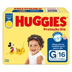 Fralda Huggies Proteção Dia Jumbinho G com 16 tiras