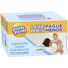 Sabonete Barra Pompom Hidratante Leve Mais Pague Menos Pack com 5 Unidades de 70g