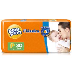 Fralda Pompom Clássica Jumbo Tamanho P com 30 Tiras