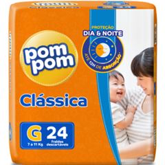 Fralda Pompom Clássica Jumbo Tamanho G com 24 Tiras