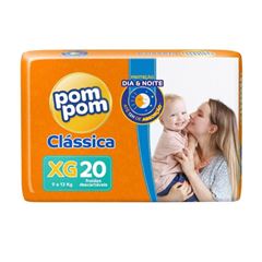 Fralda Pompom Clássica Jumbo Tamanho XXG com 20 Tiras