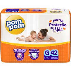 Fralda Pompom Protek Proteção de Mãe Mega G com 42 tiras