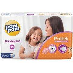 Fralda Pompom Protek Jumbo G com 14 tiras