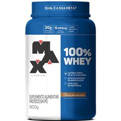 100% Whey Max Titanium Chocolate Maltado Pote com 900grs