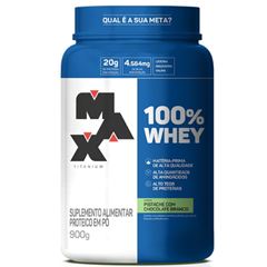 100% Whey Max Titanium Pistache com Chocolate Branco Pote com 900grs