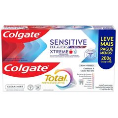 Kit Creme Dental Colgate Sensitive Pro ALivio Imediato Xtreme 110g + Creme Dental Colgate  Total Clean Mint 90g