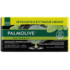 Sabonete Barra Palmolive Naturals Sensação Purificante Argila e Eucalipto Pack com 6 85g