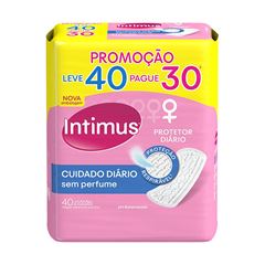 Protetor Diário Intimus Cuidado Diário Sem Abas Sem Perfume Leve 40 Pague 30